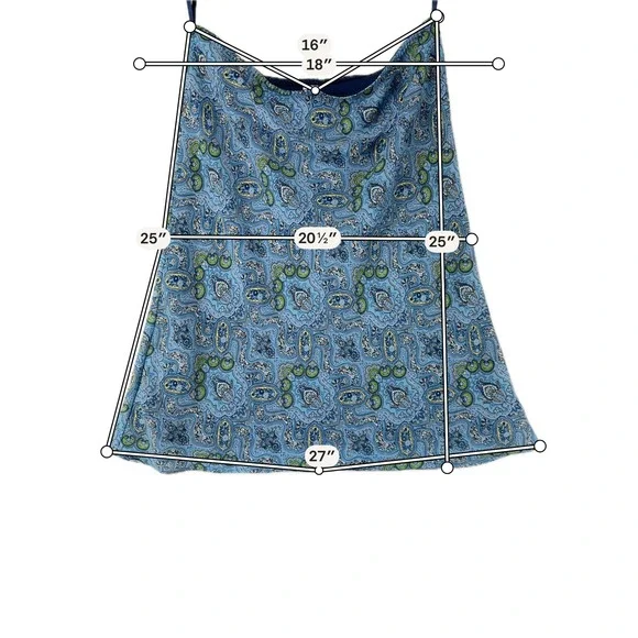 Gap Midi Skirt Womens 4 Blue Paisley A-Line High Rise VTG Summer 03' Y2K - Picture 9 of 9